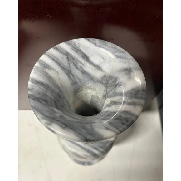 Vintage Gray And White Marble Flower Home Decor Vase 8" - Picture 9 of 10